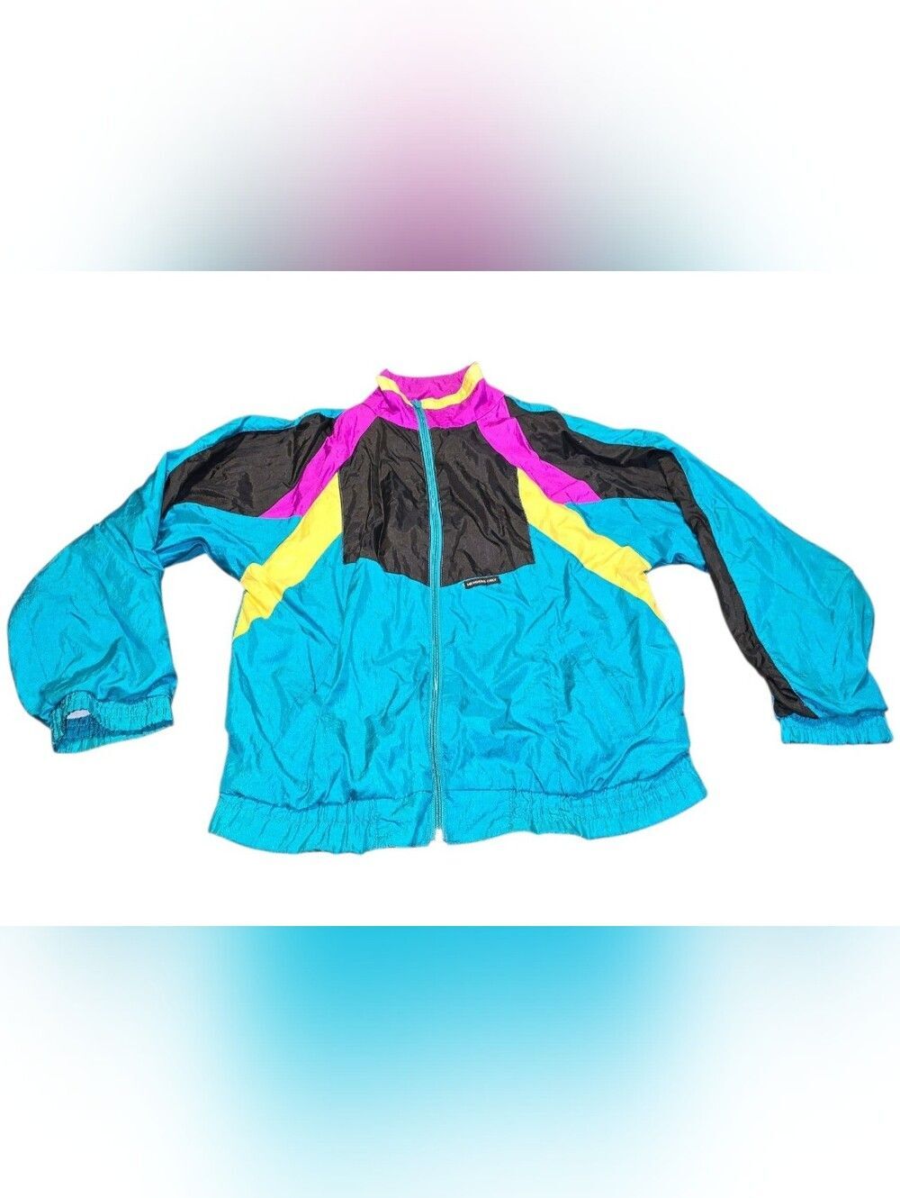 Vintage 90s Members Only Neon Colorblock Windbreaker Jacket Large P2P 22"